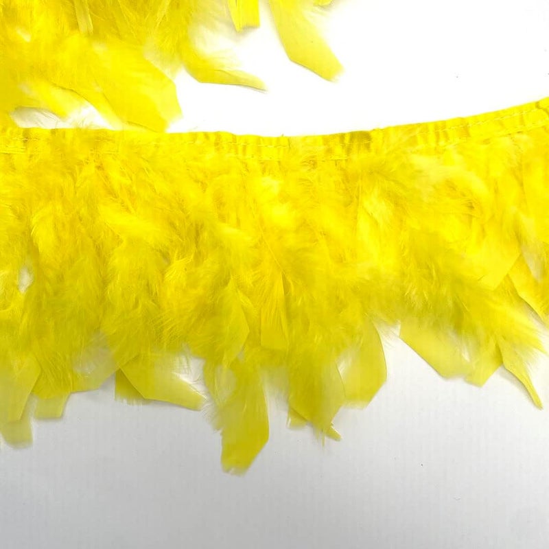 Shekyeon Turkey Feathers Fringe Trim for Party Clothing DIY Sewing Crafts Decoration Pack of 2 Yards (Yellow) - Image 2
